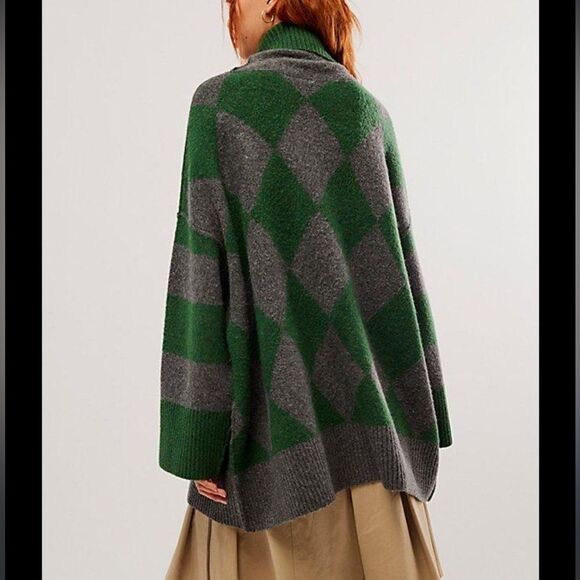 Free People Harley Turtleneck Sweater Forest Pine Combo - Picture 2 of 5